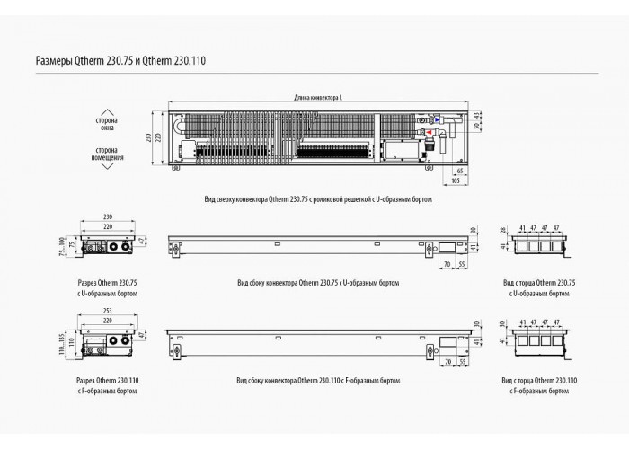 Внутрипольный конвектор с вентилятором Varmann Qtherm Q 230.110.1750