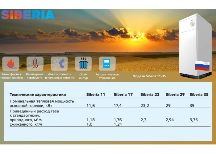 Напольный газовый котел Siberia АОГВ 23