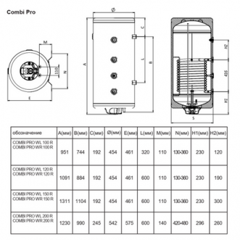 Комбинированный бойлер Metalac COMBI PRO WL 150 (левое подключение) Комбинированный бойлер Metalac COMBI PRO WL 150 (левое подключение)