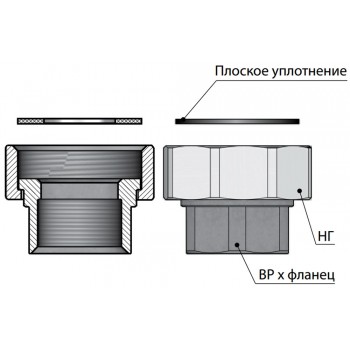 Комплект переходников Meibes Victaulic 1 1/2”НГ х 1"вр (2шт/комплект) (ME 66305.1)