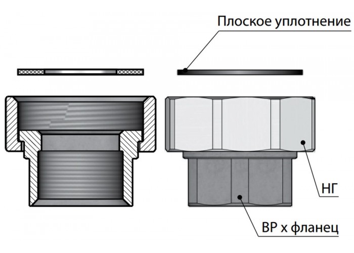 Комплект переходников Meibes Victaulic 1 1/2”НГ х 1"вр (2шт/комплект) (ME 66305.1)