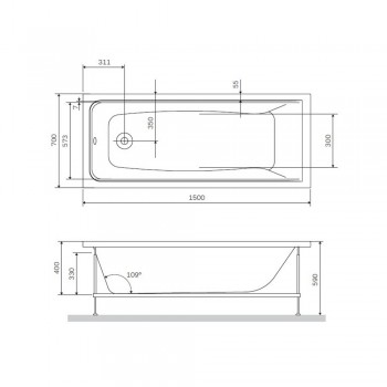 Каркас для ванны AM.PM Gem W90A-150-070W-R 150x70 см