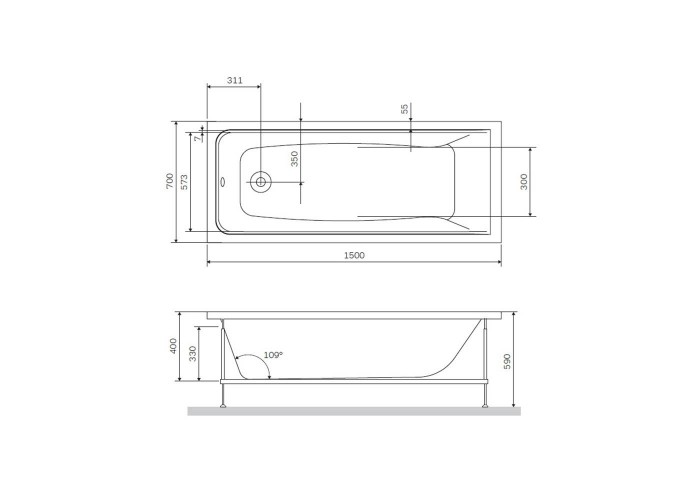 Каркас для ванны AM.PM Gem W90A-150-070W-R 150x70 см