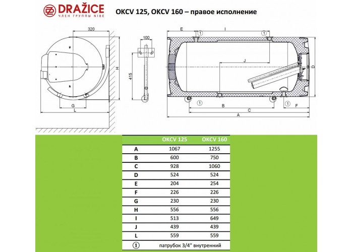Комбинированный бойлер Drazice OKCV 125