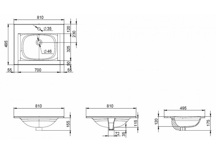 Раковина мебельная AM.PM Spirit 2.0 M70AWCC0802WG 80 см, керамическая