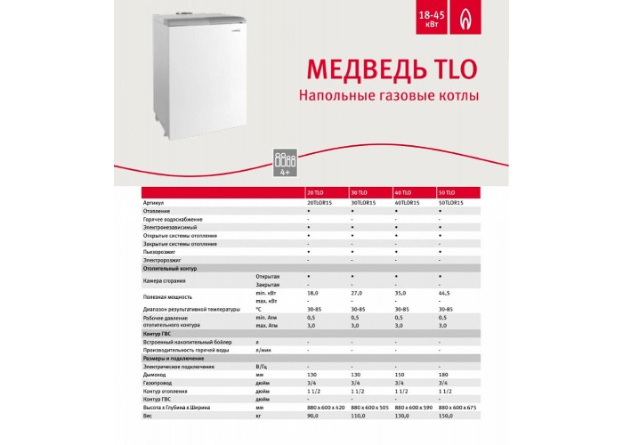 Напольный газовый котел Protherm Медведь 30 TLO