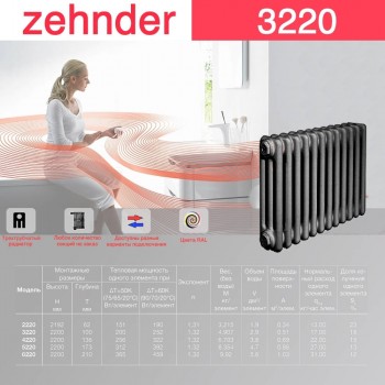 Стальной трубчатый радиатор Zehnder 3220