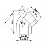 Угол коаксиальный Termica 45 d=60/100мм COU645
