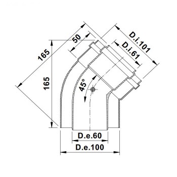 Угол коаксиальный Termica 45 d=60/100мм COU645
