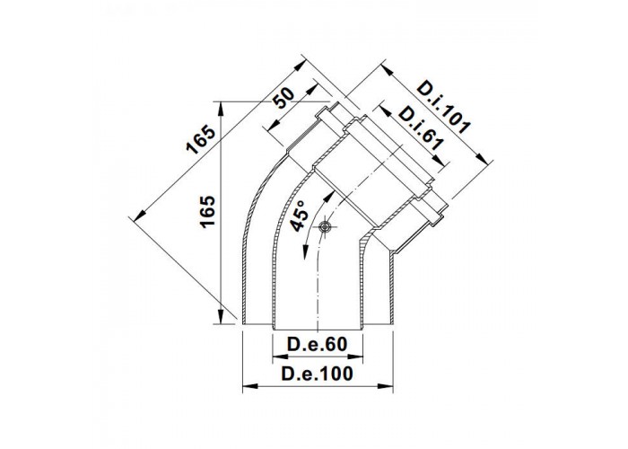 Угол коаксиальный Termica 45 d=60/100мм COU645