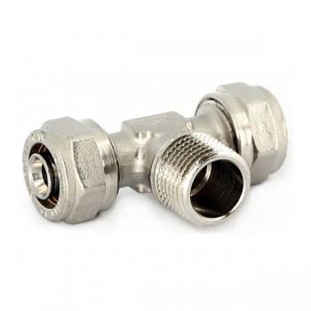 Тройник UNI-FITT обжим-Н-обжим 16 х 1/2 x 16, никелированный