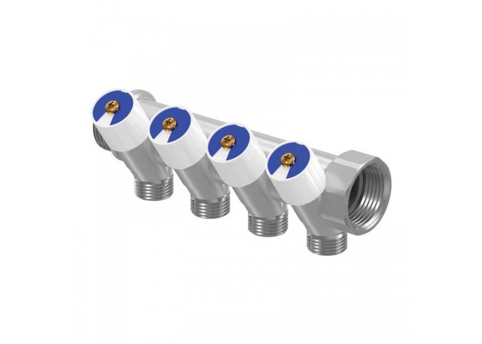 Коллектор Uponor Uni-C 1 НР/ВР, с вентилями SH, выходы 3 х 1/2 НР, ц/ц 38 мм, латунь