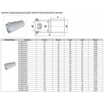 Редукция Thermaflex для электрофузионной сварки GF-RED25/16