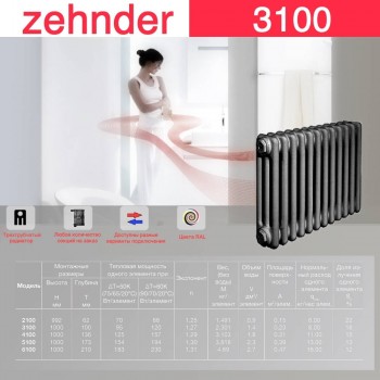 Стальной трубчатый радиатор Zehnder 3100