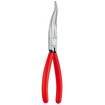 Плоскогубцы KNIPEX механика, плоскокруглые изогнутые губки с крестовой насечкой, 200 мм, чёрные, 1К ручки