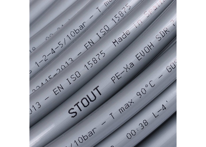 Stout Труба PEX-A из сшитого полиэтилена с кислородным слоем, серая 16x2,2