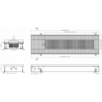 Внутрипольный конвектор с естественной конвекцией Eva KC.90.258.1750