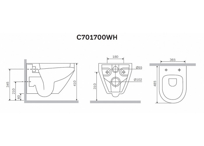 Унитаз подвесной AM.PM Spirit 2.0 FlashClean C701700WH