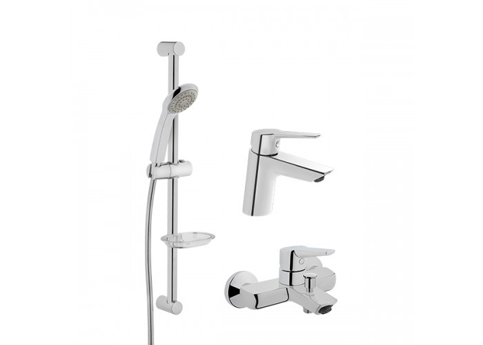 Набор смесителей Vitra Solid S, комплект 3 в 1 смеситель для раковины, смеситель для ванны и душа, душевой гарнитур