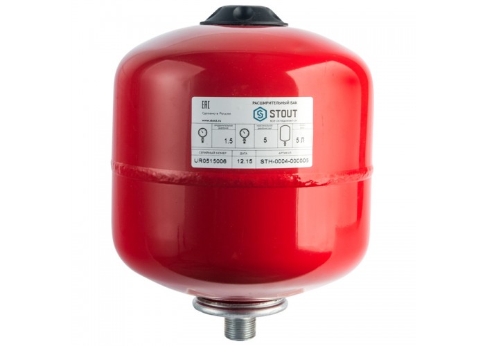 Мембранный бак для систем отопления Stout с диафрагмой 5 л, STH-0004-000005