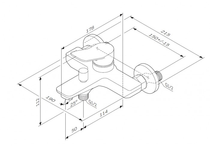 Смеситель для ванны с душем AM.PM X-Joy F85A10000