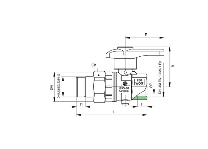 Кран дисковый RB (Rubinetterie Bresciane) EUROFLY 600500 1/2 НВ американка