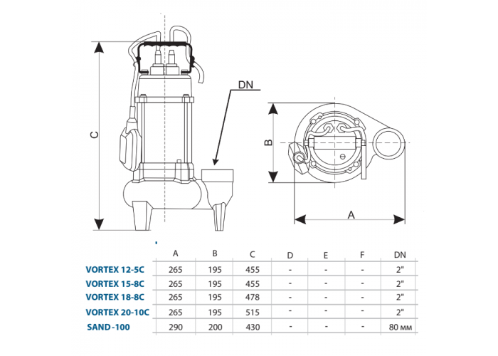 Дренажный насос Aquario VORTEX 15-8C