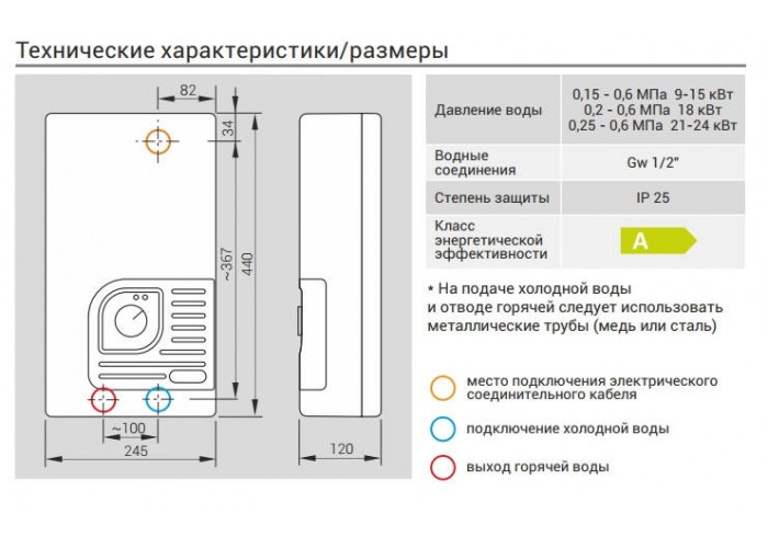 Проточный водонагреватель Kospel KDH 18 Luxus