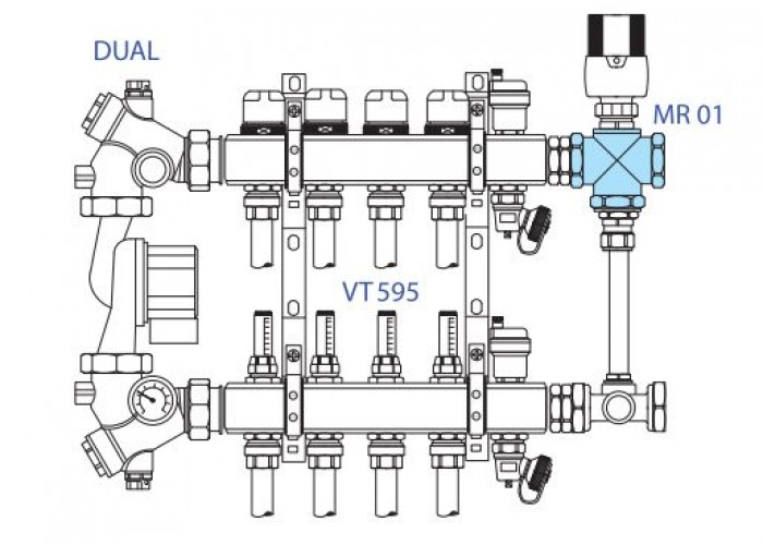 Клапан смесительный VALTEC трехходовой 1 (с боковым смешиванием, без полного перекрытия) Клапан смесительный VALTEC трехходовой 1 (с боковым смешиванием, без полного перекрытия)