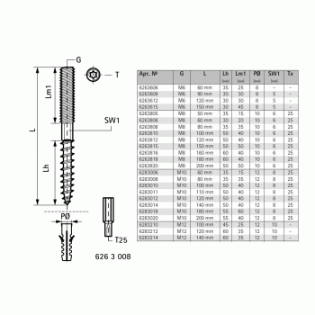 Винт-шуруп Walraven BIS Torx М8 х 150 мм Винт-шуруп Walraven BIS Torx М8 х 150 мм