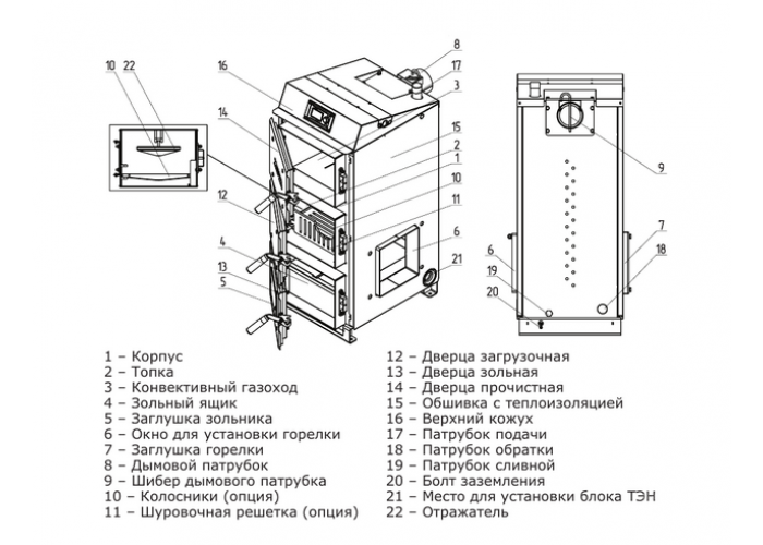 Твердотопливный напольный котел отопления ZOTA Forta 12 кВт