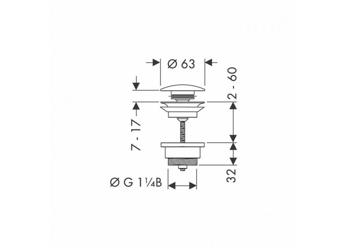 Донный клапан Hansgrohe Push-open 50100000