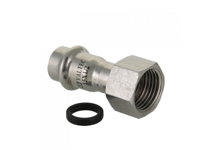 Соединитель VALTEC из нержавеющей стали, с накидной гайкой 15 x 1/2