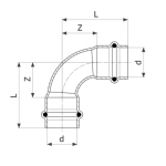 Отвод 90 медный Viega Profipress с SC-Countur d=12 (арт. 291 488)