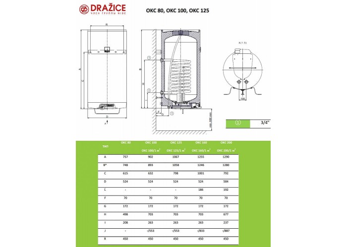 Комбинированный бойлер Drazice OKC 100