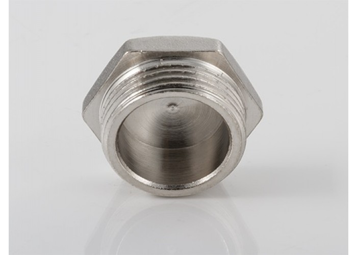 Пробка резьбовая VALTEC 1/2 наружная резьба, никелированная латунь