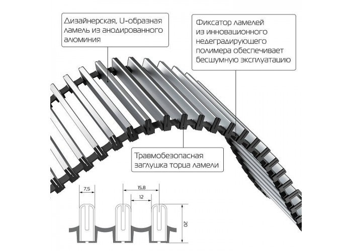 Внутрипольный конвектор с естественной конвекцией Royal Thermo 110/200/1600-DG-U-NA