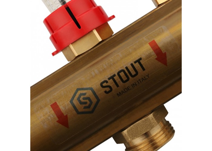 Коллектор Stout распределительный из латуни с расходомерами 1/3/4x5, SMB 0473 000005