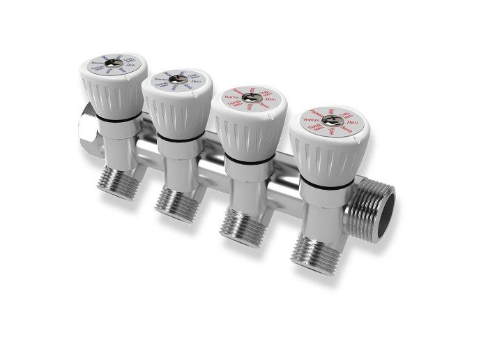 Коллектор Royal Thermo с регулировочными вентилями 3/4x1/2 с 4 контурами