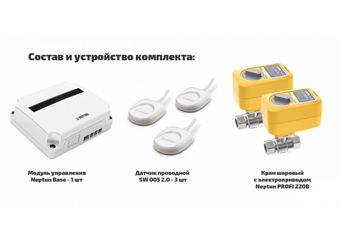 Проводная система защиты от протечки воды Neptun PROFI Base 3/4