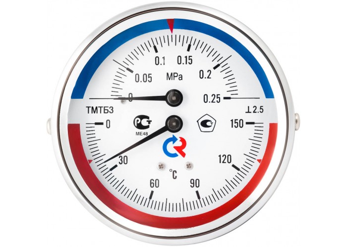 Термоманометр Росма ТМТБ-31T Dy 80 с задним подключением 1/2, 6 бар 0-150*