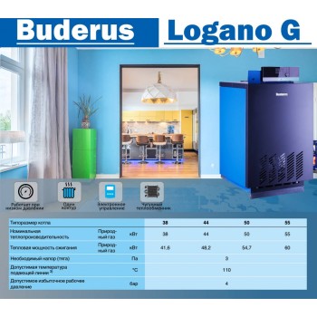 Напольный газовый котел отопления, атмосферный Buderus Logano G 234 WS 44 RU TOP