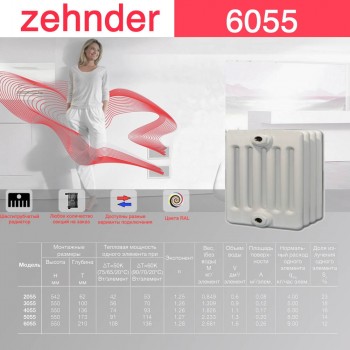 Стальной трубчатый радиатор Zehnder 6055