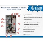 Электрический котёл отопления одноконтурный настенный Stout 12кВт