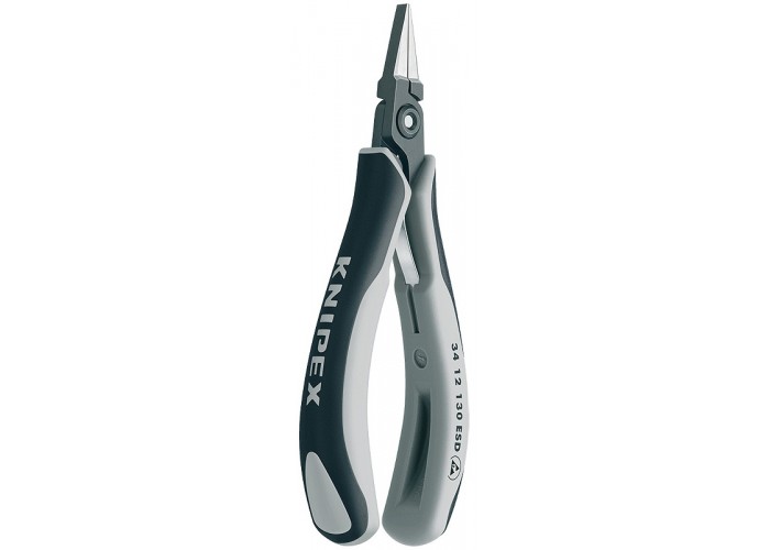 Плоскогубцы KNIPEX захватные прецизионные ESD для электроники, плоские широкие гладкие губки, 130 мм, антистатические, 2К ручки