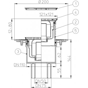 Трап HL 310N-3000 с решеткой 3125