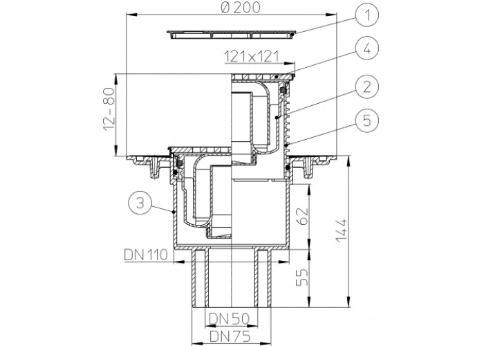 Трап HL 310N-3000 с решеткой 3125