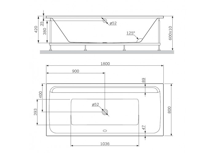 Каркас для ванны AM.PM Inspire 2.0 W52A-180-080W-R 180x80 см