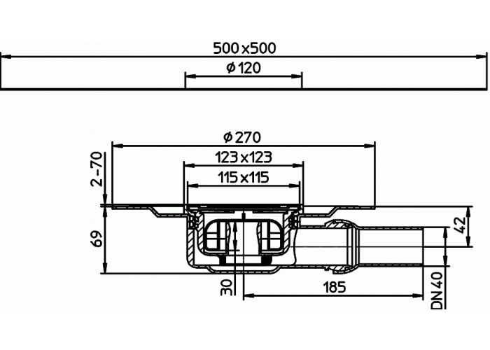Трап HL 90Pr с фланцем из АВS и шарнирным подсоединением, DN 40