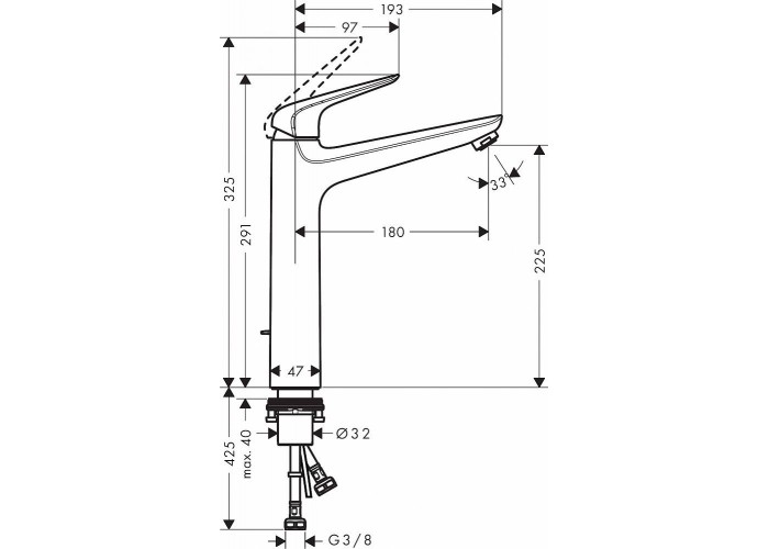 Высокий смеситель для раковины Hansgrohe Novus 71123000